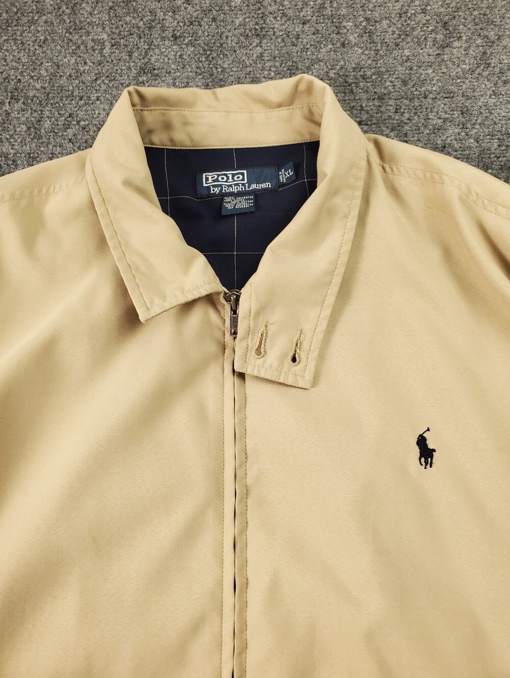 Vintage Polo Ralph Lauren Jacket XL Bi Swing Bomber Beige Microfiber Grid Lined - Picture 6 of 14